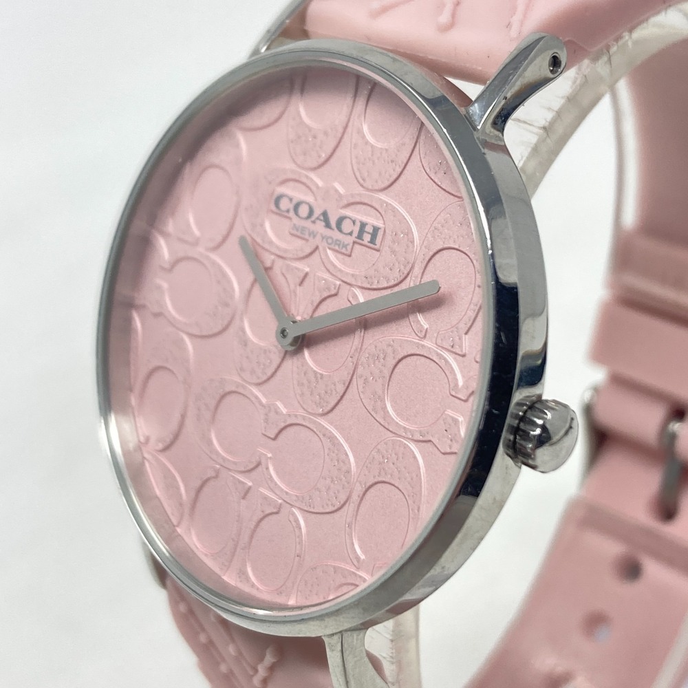 Coach Womens Watch 36mm Pink Silver Tone Logo Dial WR Round New Battery 8" - Picture 4 of 15